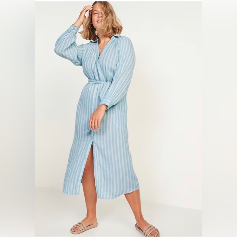 Old Gringo Blue Striped Midi Dress